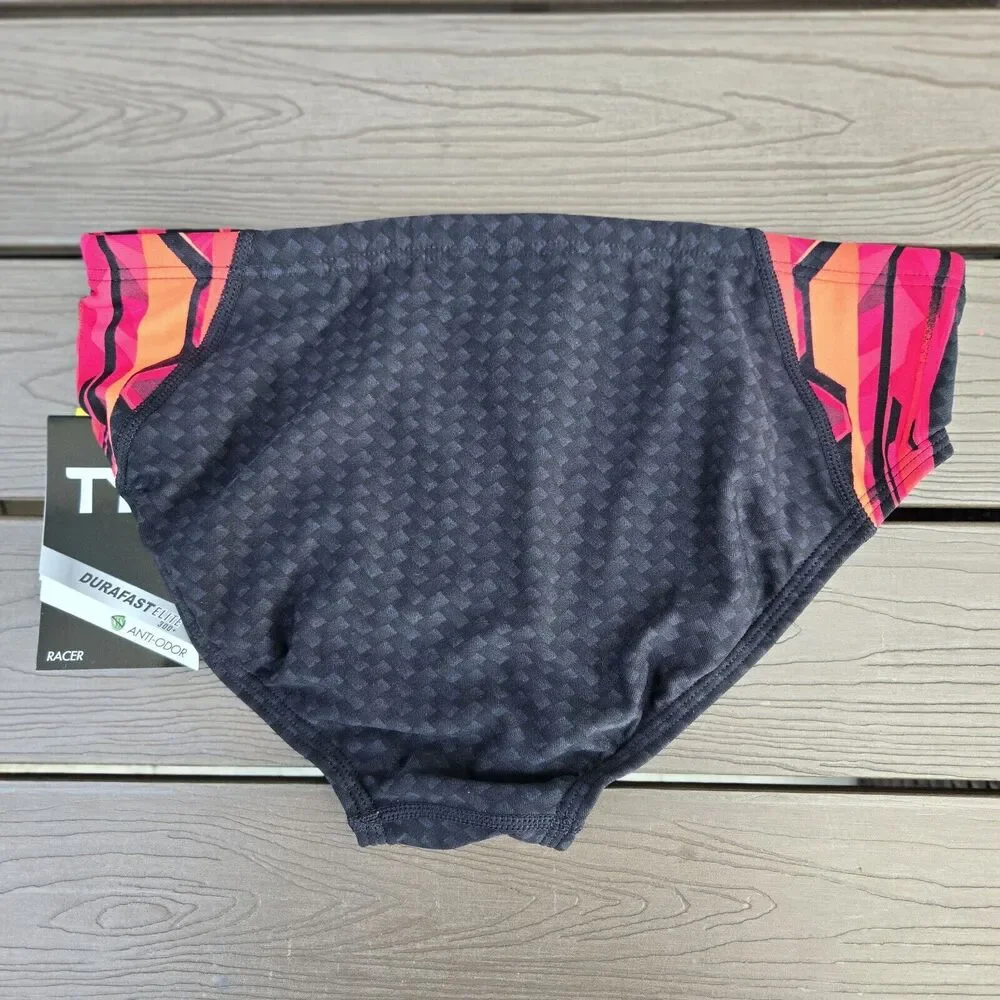 TYR Durafast Elite Bravos Red/black Splice Racer Briefs, Men Size 36, NEW